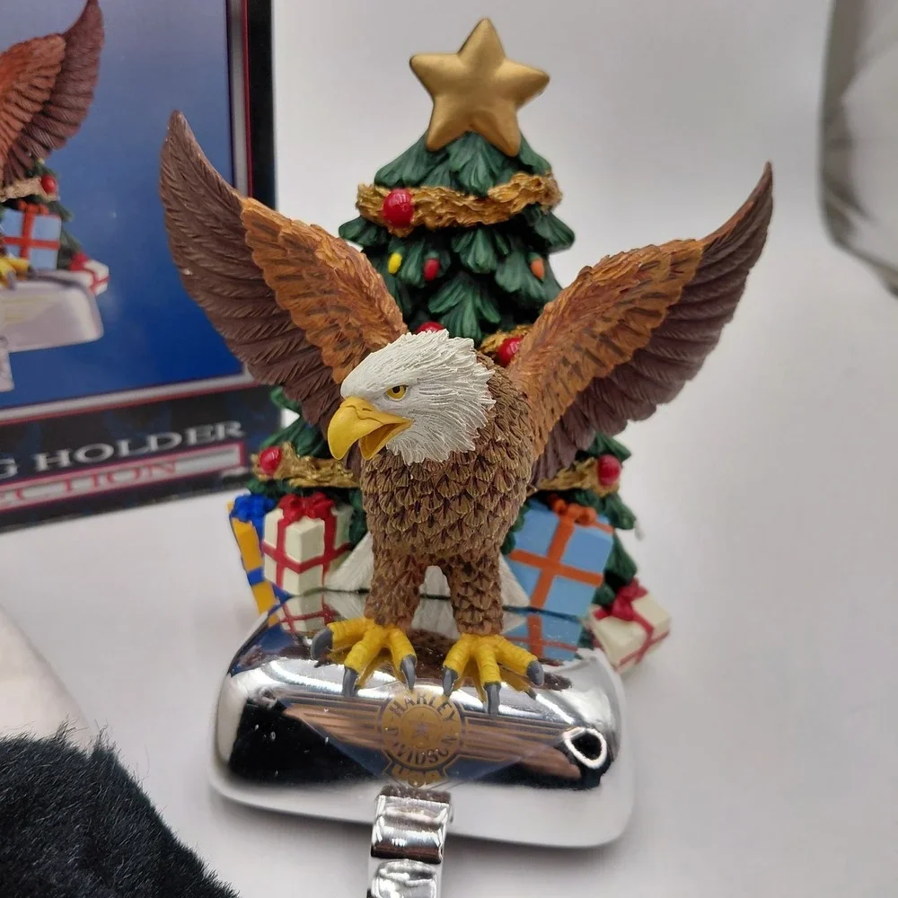 Harley Davidson Xmas Stocking & Holder Vtg Motorcycle‎ Screaming Eagle 90s  Tree